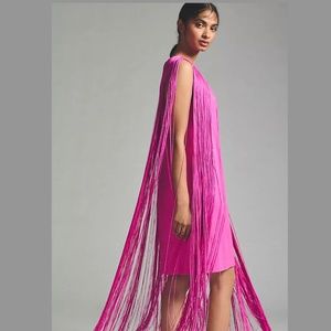 ERAS TOUR INSPIRED - Anthropologie Hutch Fringed Sleeveless Dress Barbie Pink